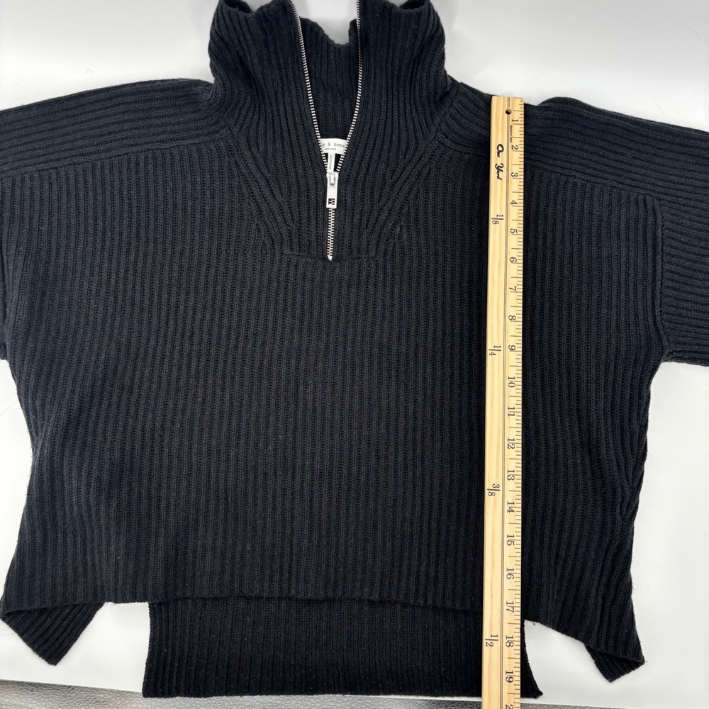 Rag & Bone Black Ribbed Quarter Zip Sweater Womens XS High Neck Pullover - Picture 10 of 10